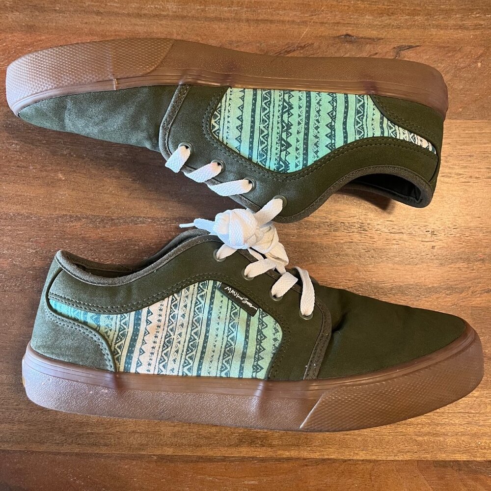 Maui and Sons Wave Sneakers Shoes Mens 12‎ Green Blue Canvas Lace Up